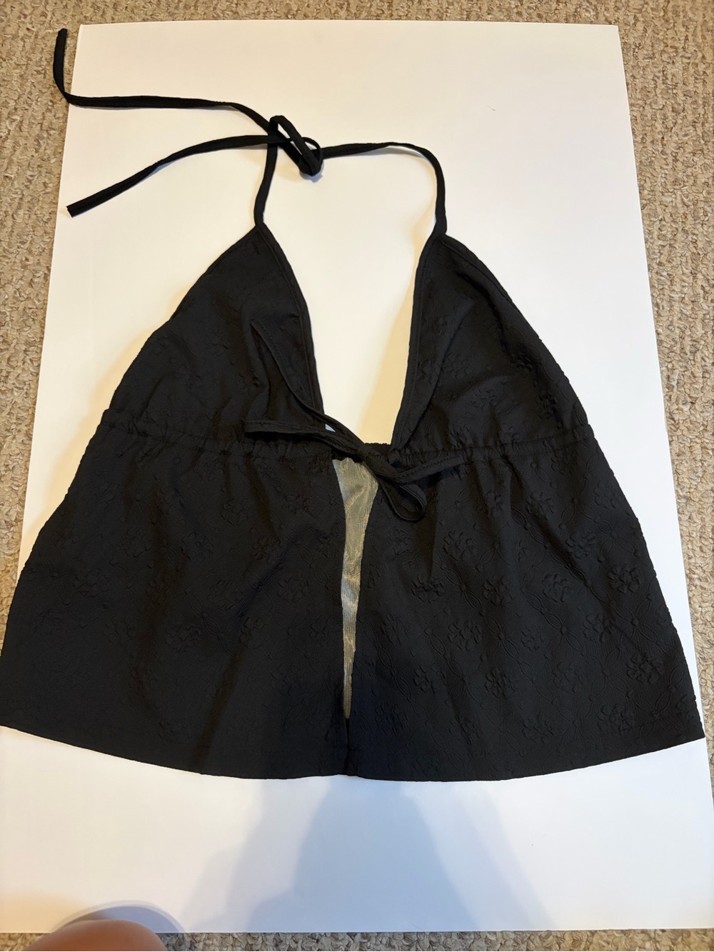 SHEIN Black Halter Tie-Front Crop Top